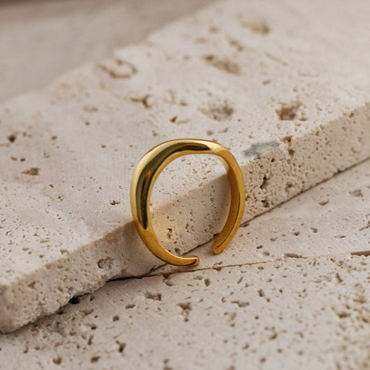 Minimalist S925 Sterling Silver Open Ring – Adjustable Gold & Silver Finish | Modern Unisex Jewelry