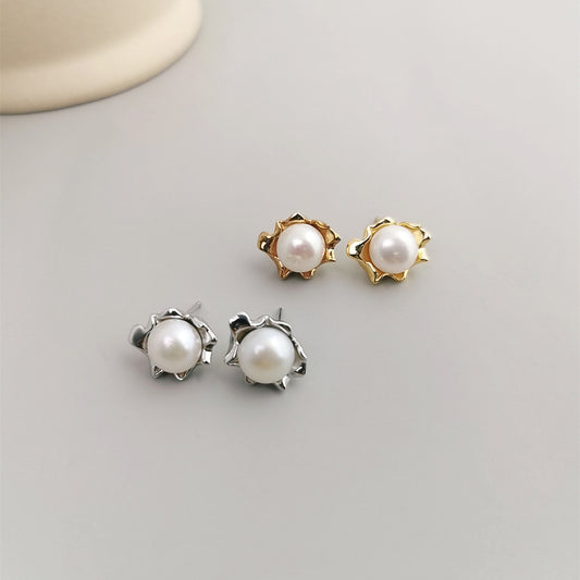 Simple Baroque Pearl Stud Earrings