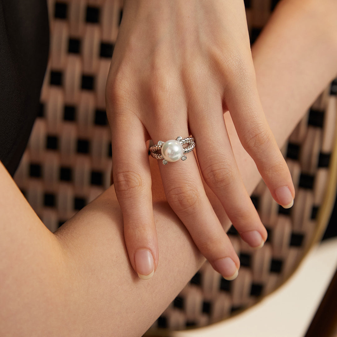 Stylish Minimalist Adjustable Pearl Ring