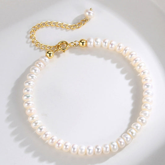 Sterling Silver Natural Pearl Bracelet