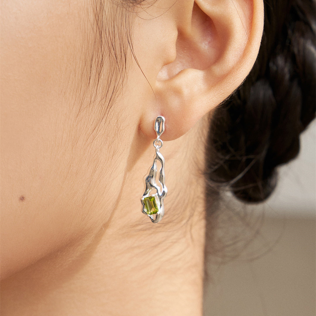 Natural Peridot Sterling Silver Earrings