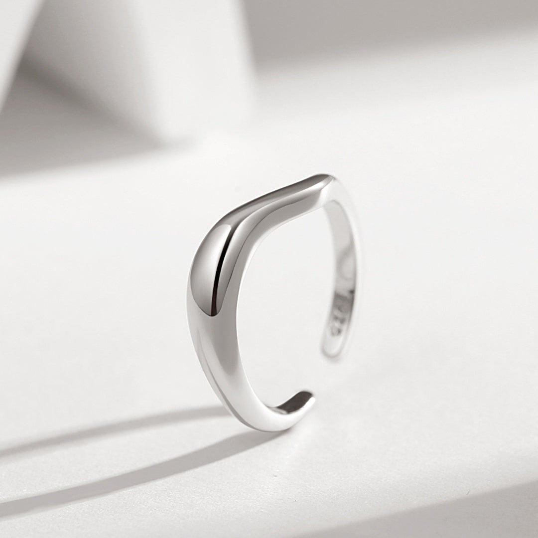 Minimalist S925 Sterling Silver Open Ring – Adjustable Gold & Silver Finish | Modern Unisex Jewelry