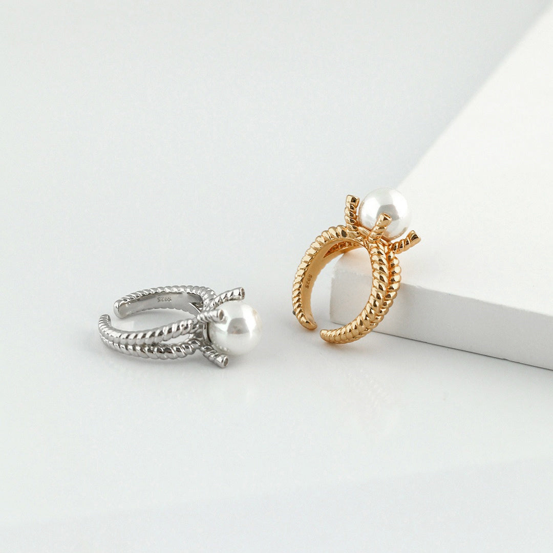 Stylish Minimalist Adjustable Pearl Ring