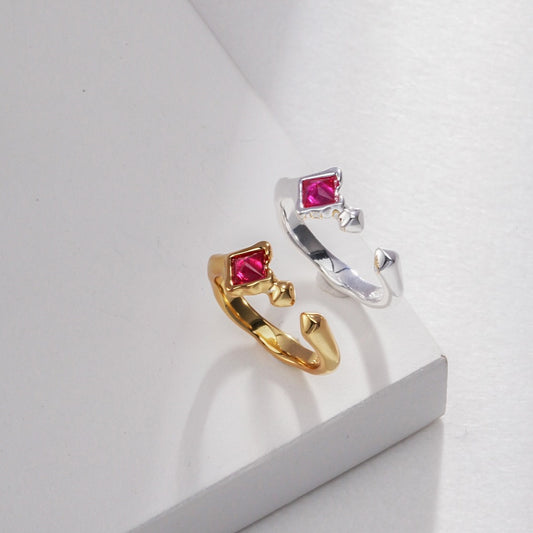 Starlight Mountain Ridge Corundum S925 Sterling Silver Ring