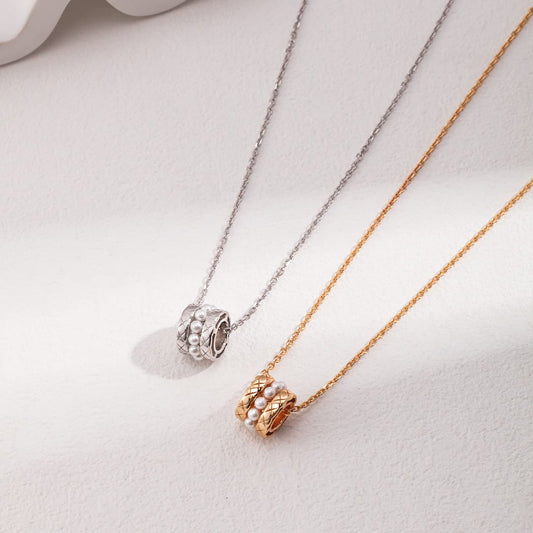 Elegant Pearl Bead Pendant Necklace | 925 Sterling Silver Minimalist Jewelry for Women