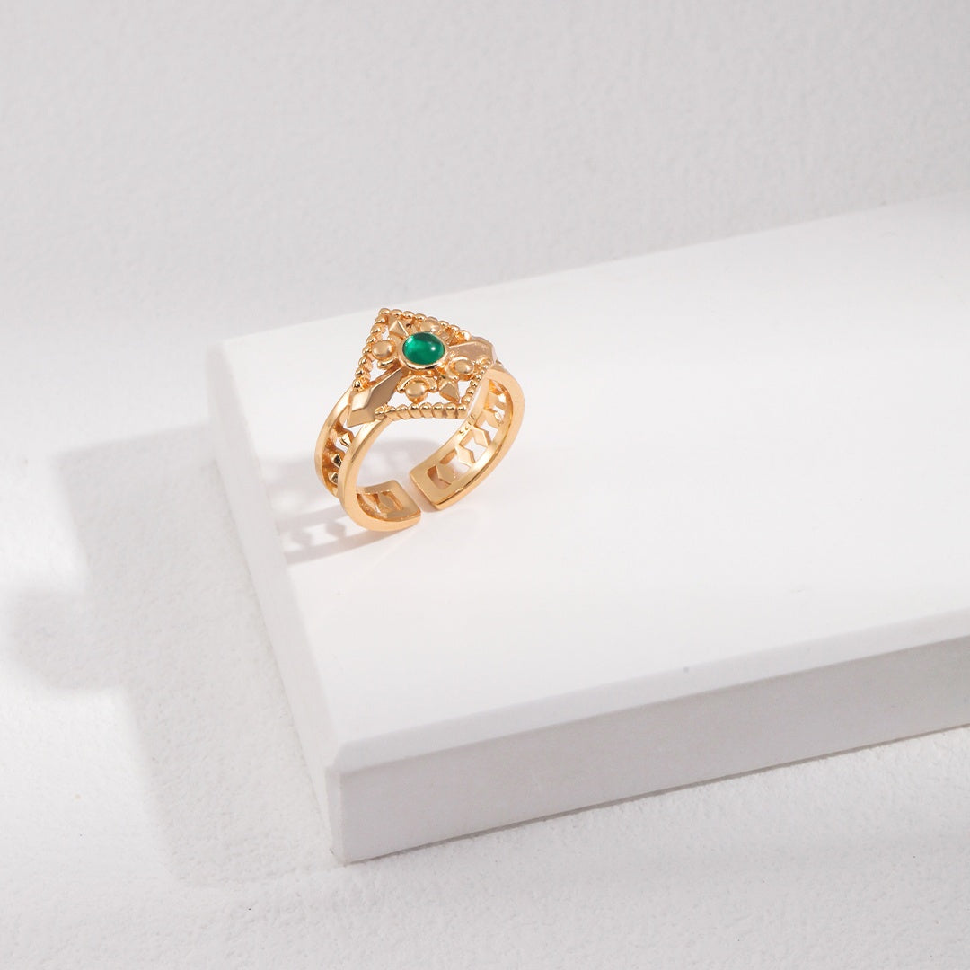 Vintage Palace-Style S925 Silver Zircon Ring