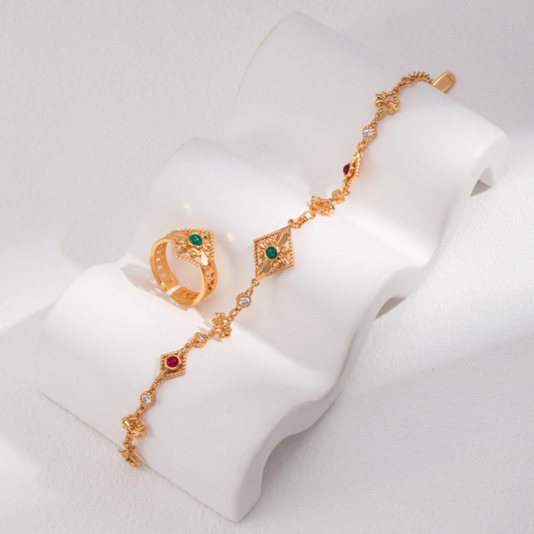 Vintage Sterling Silver Twin Souls Zircon Bracelet