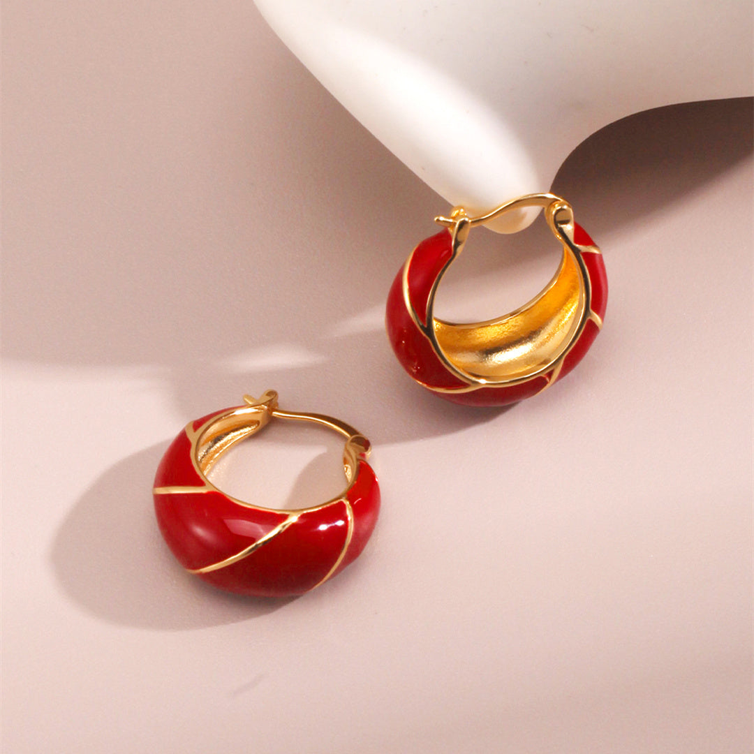 Circle Design Drip Glaze Earrings