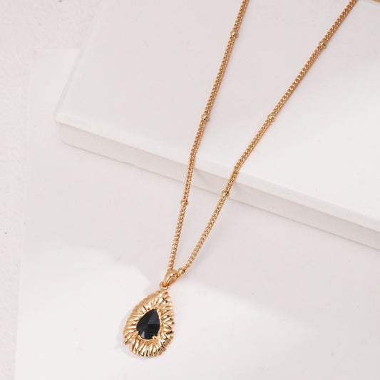 Courtly Style Pure Silver Black Zircon Necklace