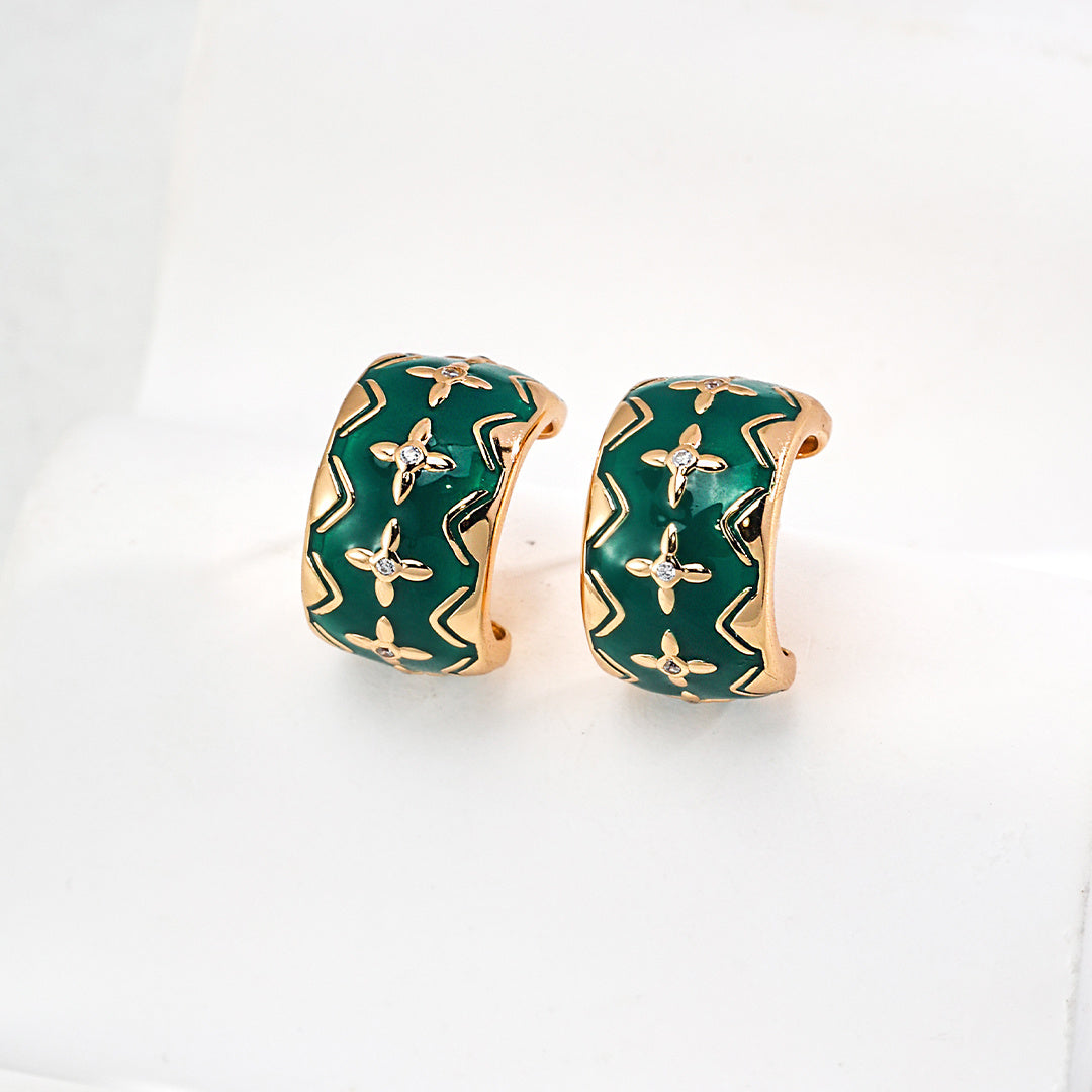 Vintage Green Drip Glaze Earrings