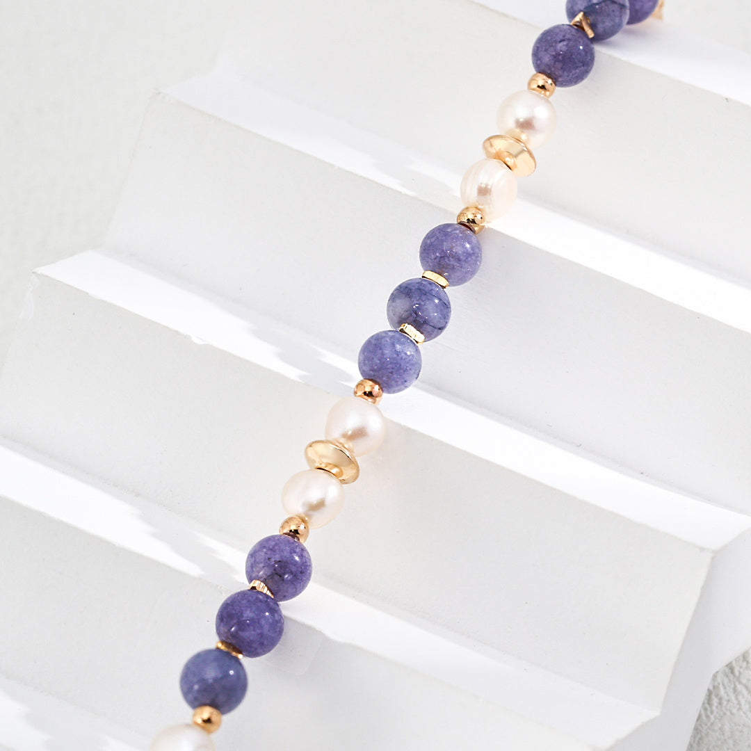 Minimalist Natural Pearl Lepidolite Bracelet