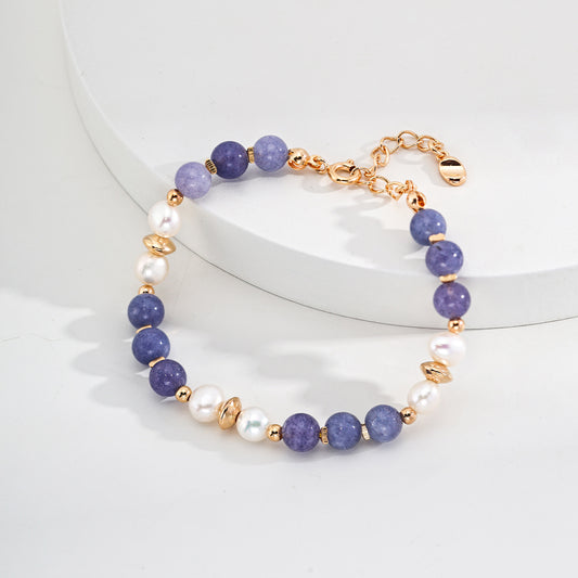 Minimalist Natural Pearl Lepidolite Bracelet