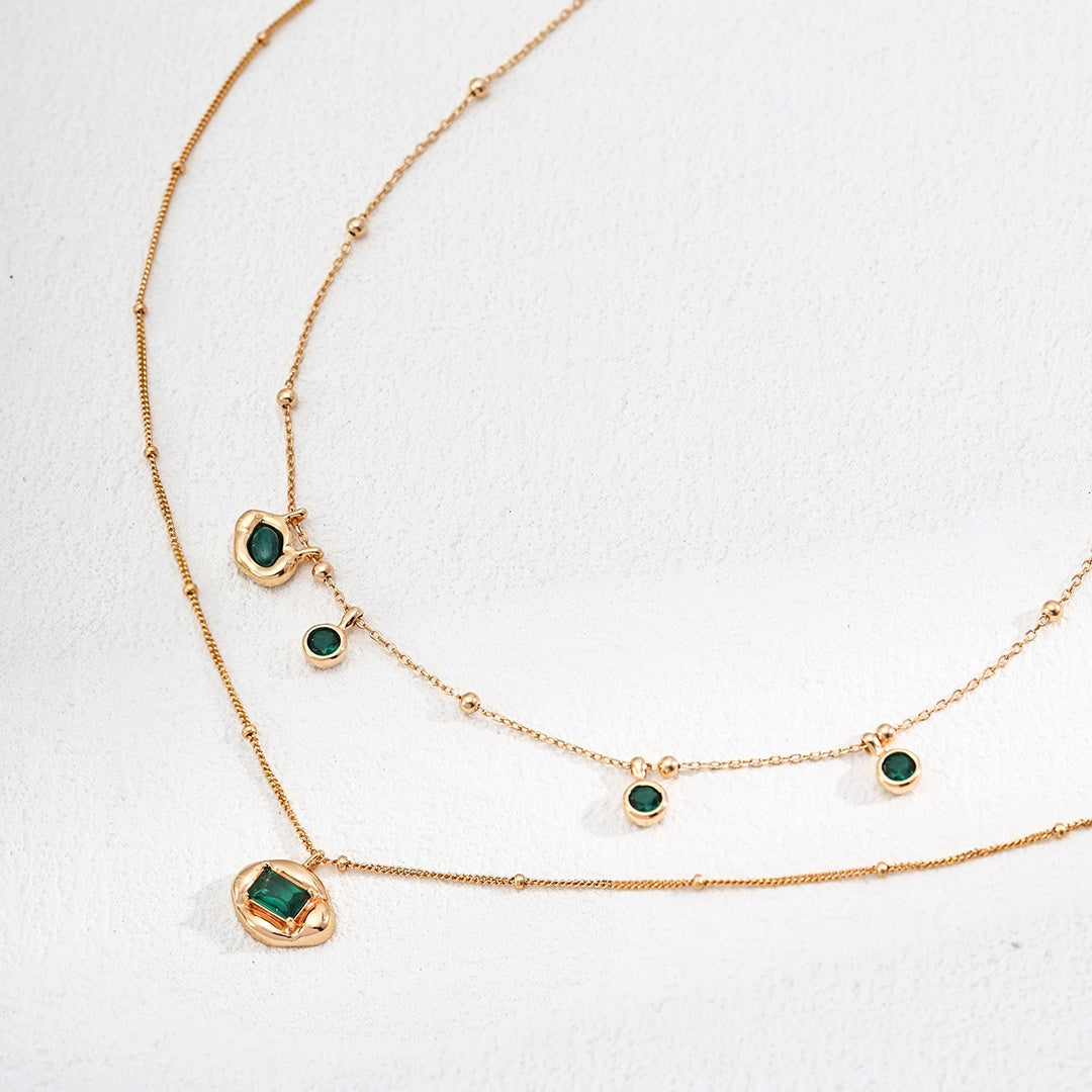 S925 Silver Malachite Zircon Banquet Necklace