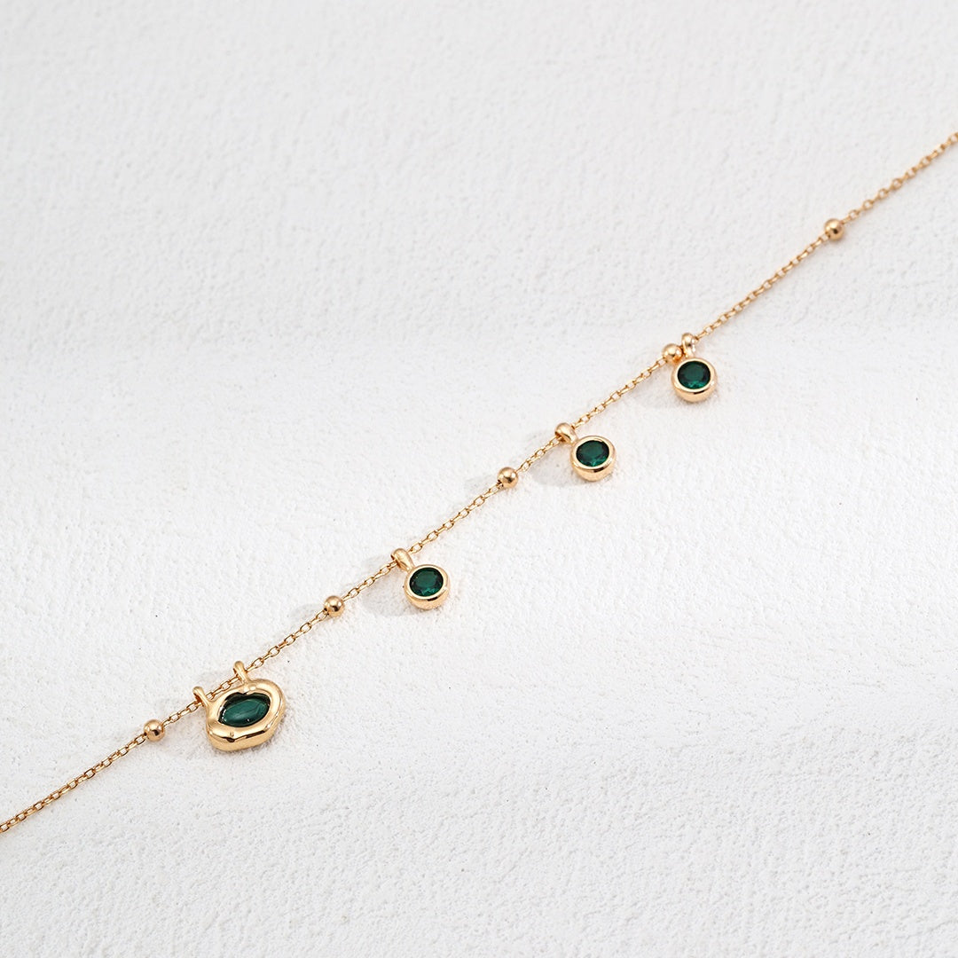 S925 Silver Malachite Zircon Banquet Necklace