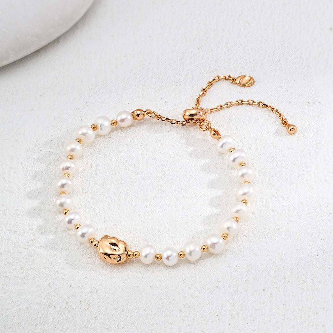 S925 Silver Minimalist Natural Freshwater Pearl Bracelet