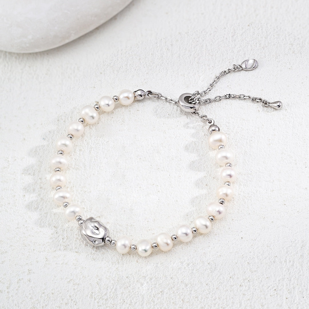 S925 Silver Minimalist Natural Freshwater Pearl Bracelet