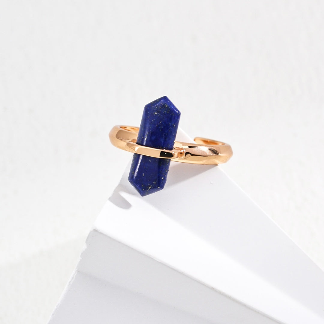Minimalist S925 Sterling Silver Lapis Lazuli Ring – Natural Gemstone Jewelry for Everyday Elegance