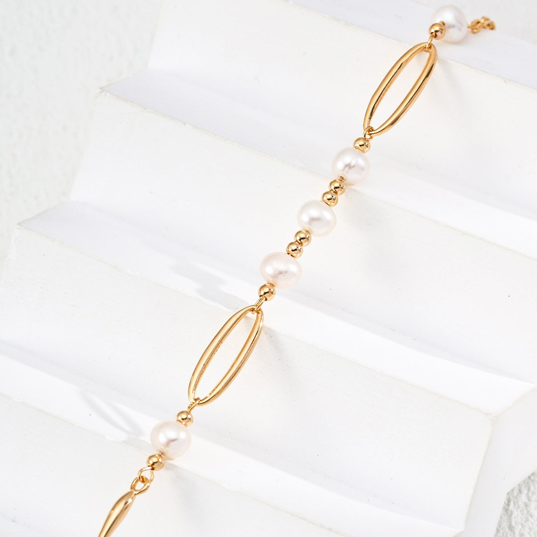 S925 Sterling Silver Natural Pearl Necklace – Elegant Minimalist Design Jewelry for Women