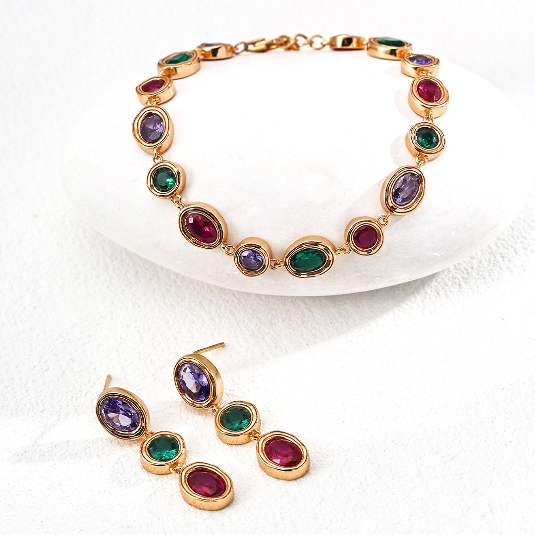 S925 Sterling Silver Colorful Zircon Bracelet – Elegant Rainbow-Inspired Jewelry