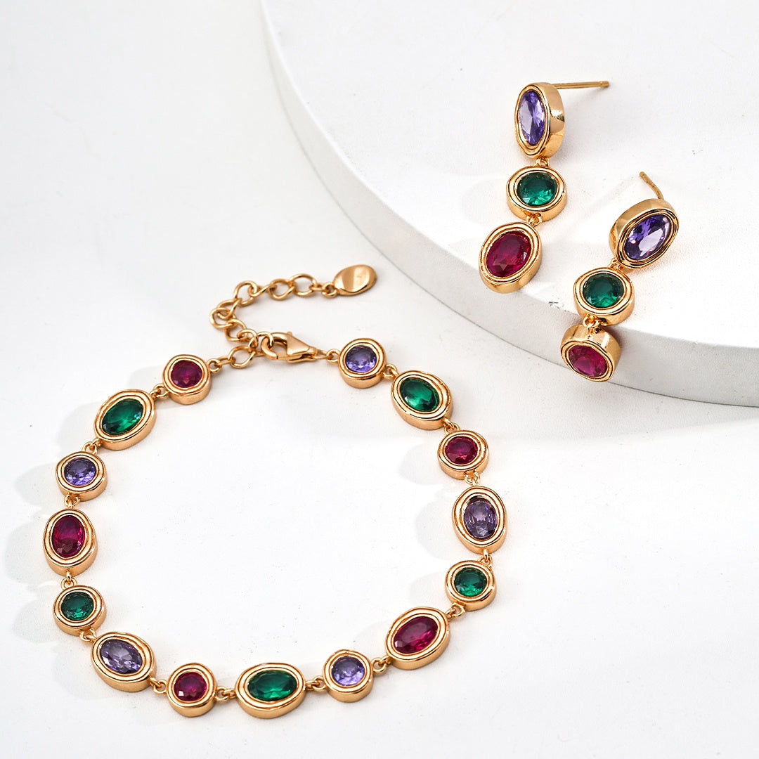 S925 Sterling Silver Colorful Zircon Bracelet – Elegant Rainbow-Inspired Jewelry