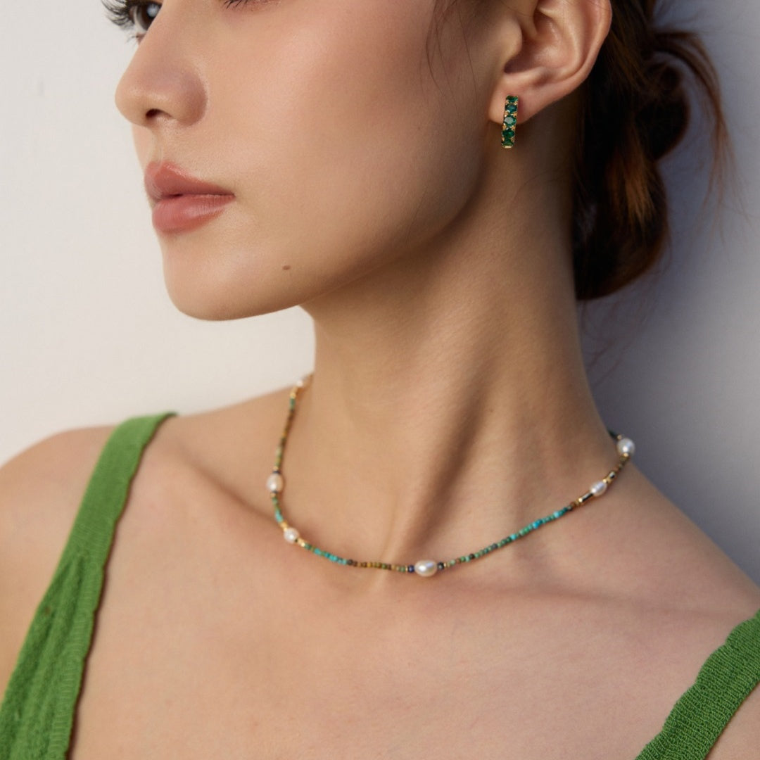 S925 Sterling Silver Pearl & Gemstone Necklace –  with Lapis Lazuli, Turquoise & Pearls