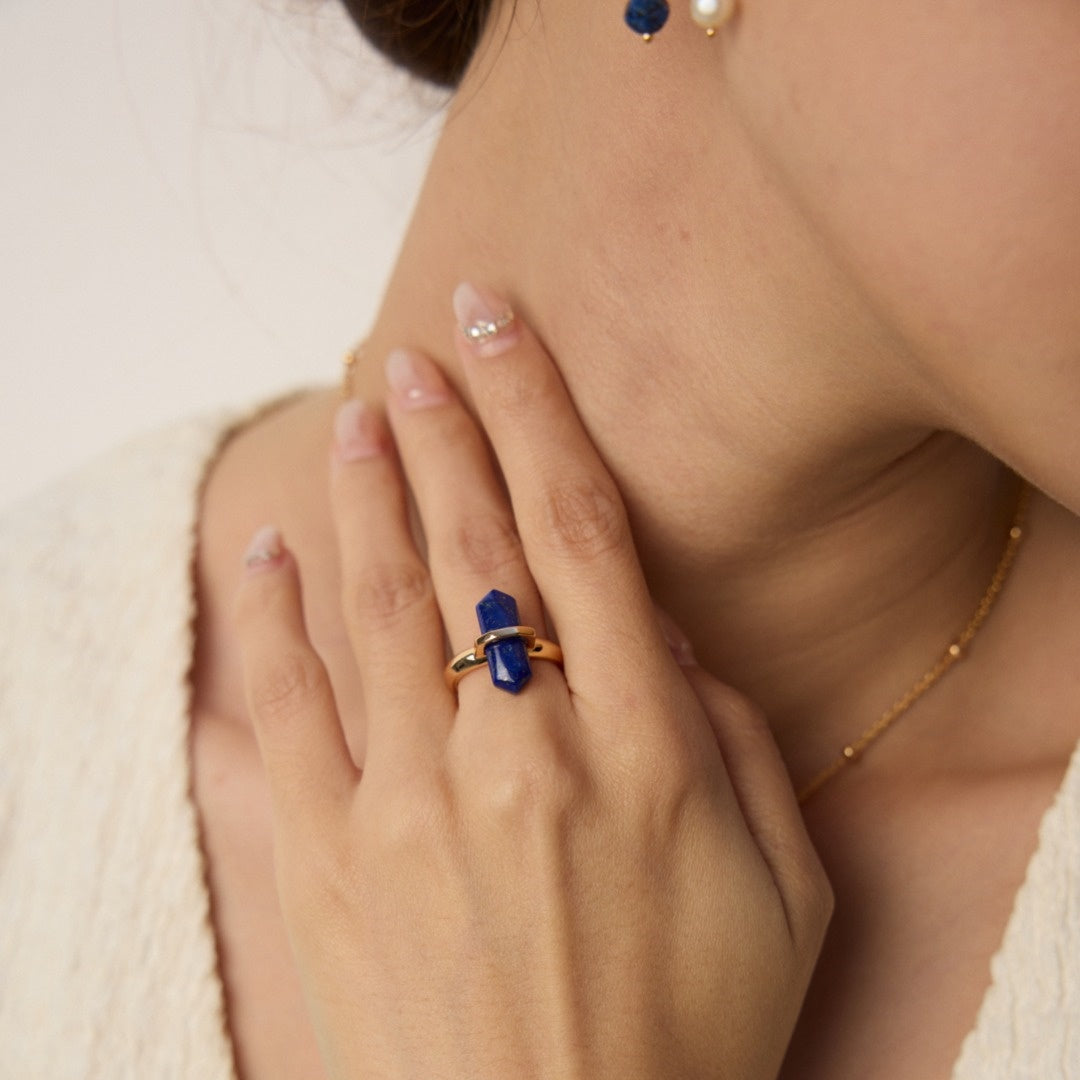 Minimalist S925 Sterling Silver Lapis Lazuli Ring – Natural Gemstone Jewelry for Everyday Elegance