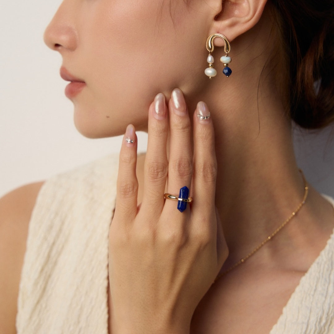 Minimalist S925 Sterling Silver Lapis Lazuli Ring – Natural Gemstone Jewelry for Everyday Elegance
