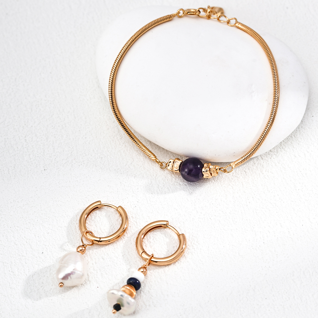 Amethyst Charm Bracelet | S925 Sterling Silver Minimalist Jewelry | Elegant Purple Crystal Bracelet for Women