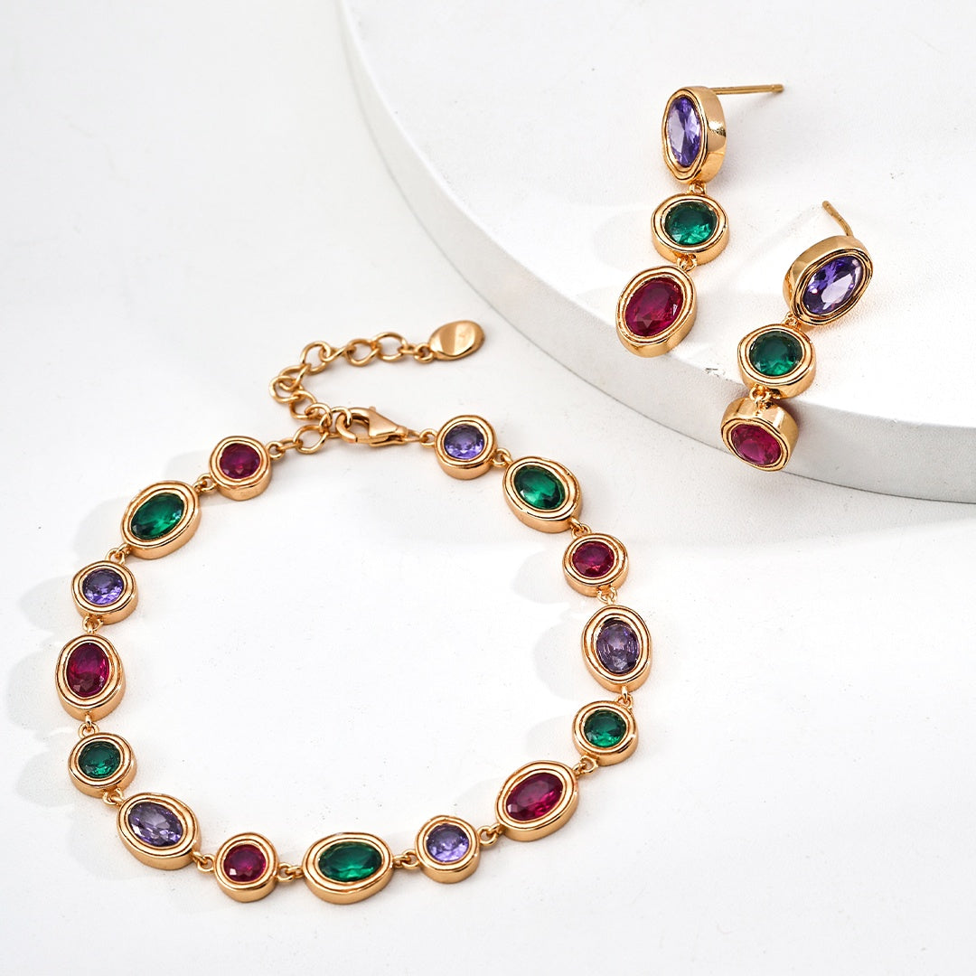 S925 Sterling Silver Multicolor Zircon Drop Earrings | Elegant Dangle Jewelry for Women